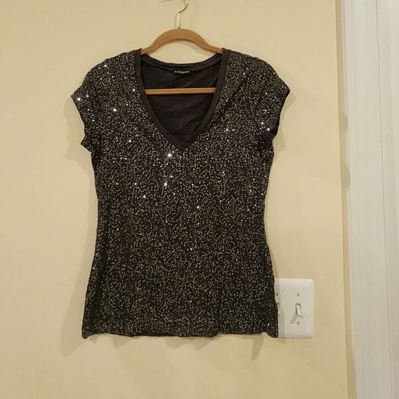 Sequined dark gray shirt - Picture 1 of 3